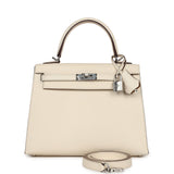 Hermès Kelly Sellier 25 Nata Verso Epsom Accastillage Palladium