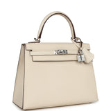 Hermès Kelly Sellier 25 Nata Verso Epsom Accastillage Palladium