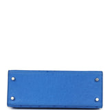 Hermes Kelly Sellier 25 Autruche Bleuet Palladium