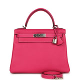 Hermès Kelly Retourné 28 Rose Tyrien Candy Epsom Palladium Hardware