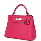 Hermès Kelly Retourné 28 Rose Tyrien Candy Epsom Palladium Hardware
