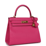 Hermès Kelly Retourne 28 Rose Shocking Chèvre Doré