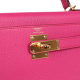Hermès Kelly Retourne 28 Rose Shocking Chèvre Doré