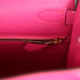 Hermès Kelly Retourne 28 Rose Shocking Chèvre Doré