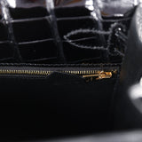 Hermes Kelly Sellier 28 Alligator Noir Brillant Accastillage Doré