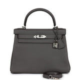 Hermes Kelly Retourné 28 Étain Togo Bijouterie Palladium