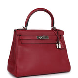 Hermes Kelly Retourne 28 Rouge Grenat Evercolor Palladium Hardware