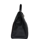 Hermes Kelly Voyage 50 Black Evercolor Palladium Hardware