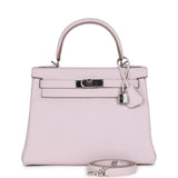 Hermès Kelly Retourne 28 Mauve Pâle Clémence Palladium Hardware