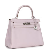 Hermès Kelly Retourne 28 Mauve Pâle Clémence Palladium Hardware