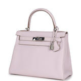 Hermès Kelly Retourne 28 Mauve Pâle Clémence Palladium Hardware