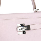 Hermès Kelly Retourne 28 Mauve Pâle Clémence Palladium Hardware