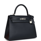 Hermès Commande Spéciale (HSS) Kelly Sellier 28 Bleu Obscur Verso Sombrero Ferrures Palladium
