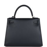 Hermès Commande Spéciale (HSS) Kelly Sellier 28 Bleu Obscur Verso Sombrero Ferrures Palladium