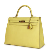 Sac Kelly Sellier 35 Hermès Soufre Epsom Bijouterie Or