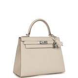 Hermes Kelly Sellier 28 Craie Epsom Métal Argenté Palladium