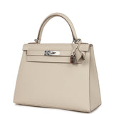 Hermes Kelly Sellier 28 Craie Epsom Métal Argenté Palladium
