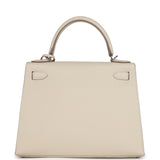 Hermes Kelly Sellier 28 Craie Epsom Métal Argenté Palladium