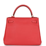 Hermès Kelly Retourne 28 Rose Shocking Chèvre Doré