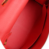 Hermes Kelly Retourne 28 Rose Jaipur Clemence Accastillage Doré