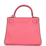 Hermès Commande Spéciale (HSS) Kelly Retourne 28 Rose Azalée et Vert Vertigo Cuir Swift Accastillage Doré