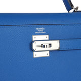 Hermès Kelly Sellier 32 Bleu France Epsom Finition Palladium
