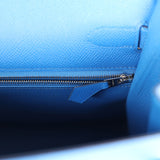 Hermès Kelly Sellier 32 Bleu France Epsom Finition Palladium