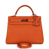 Hermès Kelly Retourne 32 Orange H Epsom Accastillage Doré