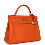 Hermès Kelly Retourne 32 Orange H Epsom Accastillage Doré