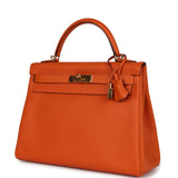 Hermès Kelly Retourne 32 Orange H Epsom Accastillage Doré