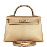 Hermès Kelly Sellier 20 Doré Chèvre Chamkilight Métal Permabrass