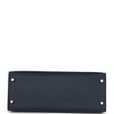 Hermès Kelly Sellier 28 Bleu Indigo Epsom Métal Doré