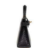 Hermes Special Order (HSS) Kelly Sellier 20 Gris Perle and Black Matte Alligator Gold Hardware