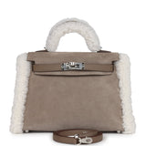 Hermès Teddy Kelly 20 Gris Caillou et Étoupe Swift Finitions Palladium