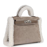 Hermès Teddy Kelly 20 Gris Caillou et Étoupe Swift Finitions Palladium