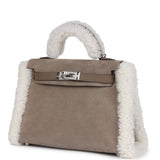 Hermès Teddy Kelly 20 Gris Caillou et Étoupe Swift Finitions Palladium