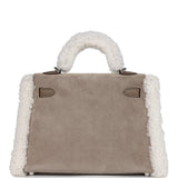 Hermès Teddy Kelly 20 Gris Caillou et Étoupe Swift Finitions Palladium