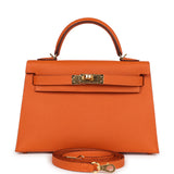 Hermès Kelly Sellier 20 Orange Epsom Accastillage Doré