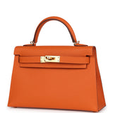 Hermès Kelly Sellier 20 Orange Epsom Accastillage Doré