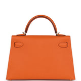 Hermès Kelly Sellier 20 Orange Epsom Accastillage Doré