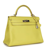 Hermès Kelly Retourné 32 Lime Candy Epsom Palladium