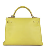 Hermès Kelly Retourné 32 Lime Candy Epsom Palladium