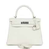 Hermès Kelly Retourne 28 Blanc Clemence Bijouterie Palladium