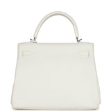 Hermès Kelly Retourne 28 Blanc Clemence Bijouterie Palladium