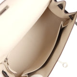 Hermes Commande Spéciale (HSS) Kelly Sellier 25 Nata et Noir Chevre Mysore Métal Ruthénium Brossé