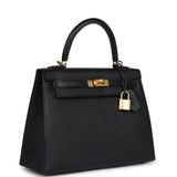 Sac Kelly Sellier 25 Hermès Noir Chèvre Mysore Finition Or