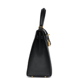 Sac Kelly Sellier 25 Hermès Noir Chèvre Mysore Finition Or