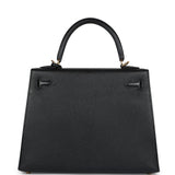 Sac Kelly Sellier 25 Hermès Noir Chèvre Mysore Finition Or