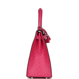 Hermès Kelly Sellier 28 Rose Tyrien Autruche Accastillage Palladium