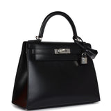 Hermès Kelly Sellier 28 Cuir Box Noir Palladium